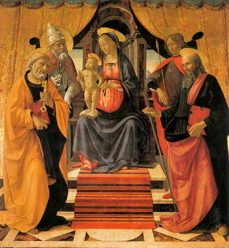 GHIRLANDAIO, Domenico Madonna and Child Enthroned with Saints Spain oil painting art